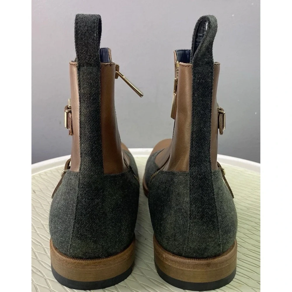 Dapper Lane Leather&Wool Men's‎ Octavia Dress Ankle Boots Brown&Gray Spain EUC 9
